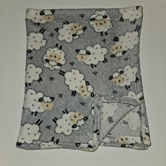 Parent's Choice Gray Fleece Baby Blanket White Sheep 30x36 READ - Picture 1 of 6